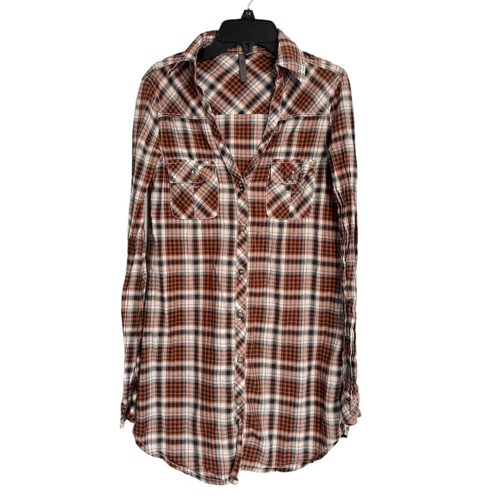 Plaid Button-Up Shirt Dress